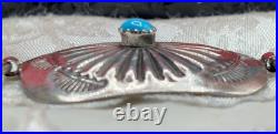 Vintage Navajo Sterling Silver Turquoise Concho Tooled Belt Ice Cube Test 36 L Vintage Navajo Sterling Silver Turquoise Concho Tooled Belt Ice Cube Test 36 L