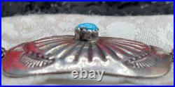 Vintage Navajo Sterling Silver Turquoise Concho Tooled Belt Ice Cube Test 36 L