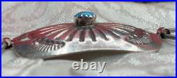 Vintage Navajo Sterling Silver Turquoise Concho Tooled Belt Ice Cube Test 36 L