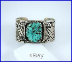 Vintage Navajo Sterling Silver Turquoise Cuff Bracelet Signed JC Heavy 155g Vintage Navajo Sterling Silver Turquoise Cuff Bracelet Signed JC Heavy 155g