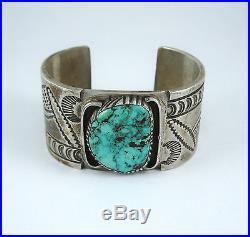 Vintage Navajo Sterling Silver Turquoise Cuff Bracelet Signed JC Heavy 155g Vintage Navajo Sterling Silver Turquoise Cuff Bracelet Signed JC Heavy 155g