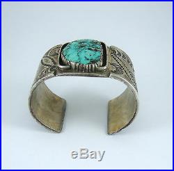 Vintage Navajo Sterling Silver Turquoise Cuff Bracelet Signed JC Heavy 155g Vintage Navajo Sterling Silver Turquoise Cuff Bracelet Signed JC Heavy 155g