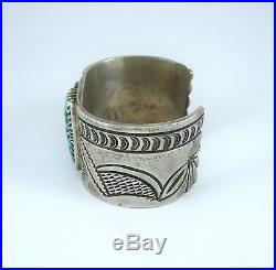 Vintage Navajo Sterling Silver Turquoise Cuff Bracelet Signed JC Heavy 155g Vintage Navajo Sterling Silver Turquoise Cuff Bracelet Signed JC Heavy 155g