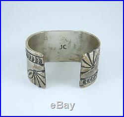 Vintage Navajo Sterling Silver Turquoise Cuff Bracelet Signed JC Heavy 155g Vintage Navajo Sterling Silver Turquoise Cuff Bracelet Signed JC Heavy 155g