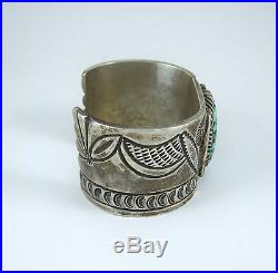 Vintage Navajo Sterling Silver Turquoise Cuff Bracelet Signed JC Heavy 155g Vintage Navajo Sterling Silver Turquoise Cuff Bracelet Signed JC Heavy 155g