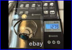 Vintage Navajo Sterling Silver Turquoise Cuff Bracelet, Signed Pre-Owned