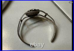 Vintage Navajo Sterling Silver Turquoise Cuff Bracelet, Signed Pre-Owned