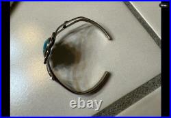 Vintage Navajo Sterling Silver Turquoise Cuff Bracelet, Signed Pre-Owned