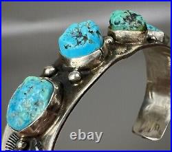 Vintage Navajo Sterling Silver Turquoise Nugget Stacker Cuff Bracelet Vintage Navajo Sterling Silver Turquoise Nugget Stacker Cuff Bracelet