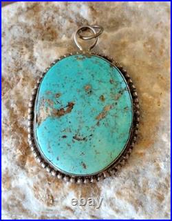Vintage Navajo Sterling Silver Turquoise Pendant 20 grams