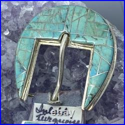 Vintage Navajo Sterling Silver Turquoise Ranger 4 Pc Belt Buckle Set Signed MM