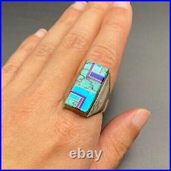 Vintage Navajo Sterling Silver Turquoise Ring Size 11