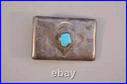 Vintage Navajo Sterling Silver and Turquoise Belt Buckle