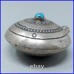 Vintage Navajo Sterling Silver and Turquoise Canteen / Flask