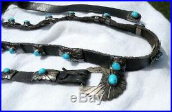 Vintage Navajo Sterling Silver and Turquoise Concho Belt Signed