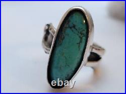 Vintage Navajo-Sterling Silver and Turquoise Ring- Handmade- Size 7.5