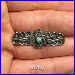 Vintage Navajo Turquoise Thunderbird Sterling Silver Brooch Pin