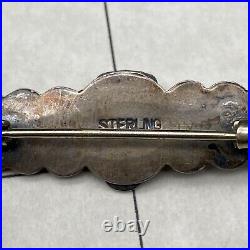 Vintage Navajo Turquoise Thunderbird Sterling Silver Brooch Pin