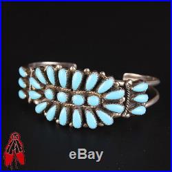 Vintage Navajo Turquoise cluster Bracelet sterling silver Native American pawn