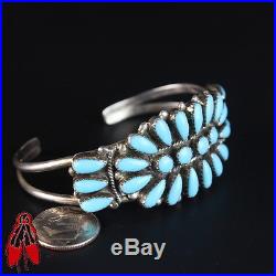 Vintage Navajo Turquoise cluster Bracelet sterling silver Native American pawn