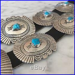 Vintage Navajo sterling silver and turquoise concho belt NO RESERVE