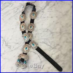 Vintage Navajo sterling silver and turquoise concho belt NO RESERVE