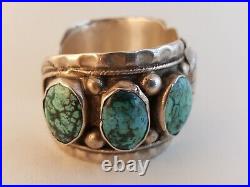 Vintage Old Pawn Calico Lake turquoise sterling silver cuff watch bracelet as-is