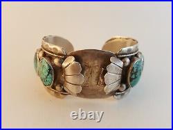 Vintage Old Pawn Calico Lake turquoise sterling silver cuff watch bracelet as-is