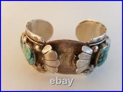 Vintage Old Pawn Calico Lake turquoise sterling silver cuff watch bracelet as-is