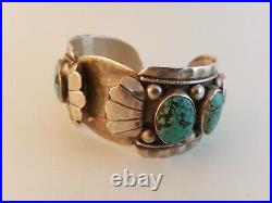 Vintage Old Pawn Calico Lake turquoise sterling silver cuff watch bracelet as-is