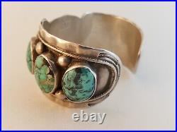 Vintage Old Pawn Calico Lake turquoise sterling silver cuff watch bracelet as-is