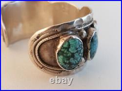 Vintage Old Pawn Calico Lake turquoise sterling silver cuff watch bracelet as-is