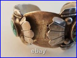 Vintage Old Pawn Calico Lake turquoise sterling silver cuff watch bracelet as-is