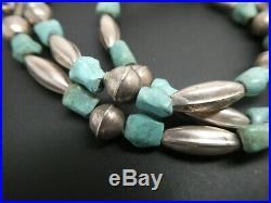 Vintage Old Pawn Navajo Sterling Naja Turquoise Gemstone Pendant Necklace 22