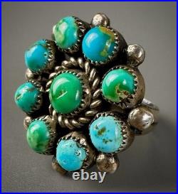 Vintage Old Pawn Navajo Sterling Silver Turquoise Cluster Ring WOW Vintage Old Pawn Navajo Sterling Silver Turquoise Cluster Ring WOW