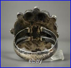 Vintage Old Pawn Navajo Sterling Silver Turquoise Cluster Ring WOW Vintage Old Pawn Navajo Sterling Silver Turquoise Cluster Ring WOW