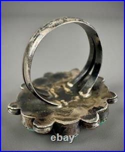 Vintage Old Pawn Navajo Sterling Silver Turquoise Cluster Ring WOW Vintage Old Pawn Navajo Sterling Silver Turquoise Cluster Ring WOW