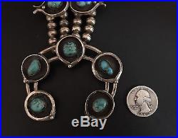 Vintage Old Pawn Navajo Sterling Silver Turquoise Native American Squash Blossom
