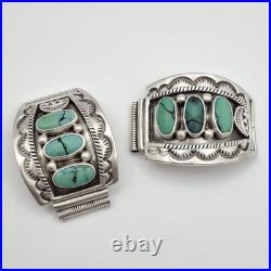 Vintage Randall Joe Tom Navajo 925 Sterling Silver Turquoise Watch Band Tips