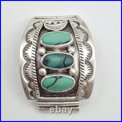 Vintage Randall Joe Tom Navajo 925 Sterling Silver Turquoise Watch Band Tips