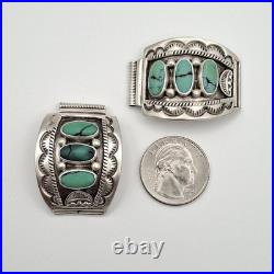 Vintage Randall Joe Tom Navajo 925 Sterling Silver Turquoise Watch Band Tips