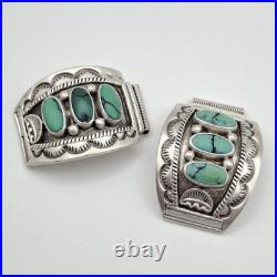 Vintage Randall Joe Tom Navajo 925 Sterling Silver Turquoise Watch Band Tips