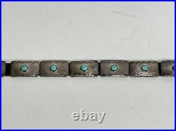Vintage Signed LP Navajo Sterling Silver with King Man Turquoise Concho Belt