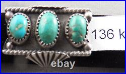 Vintage Signed Navajo Turquoise & Sterling Ring, Size 9 1/4