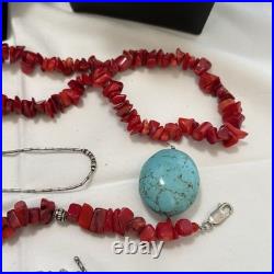 Vintage Southwest NA Jewelry Lot 925 Sterling Silver Liquid Turquoise Red Coral