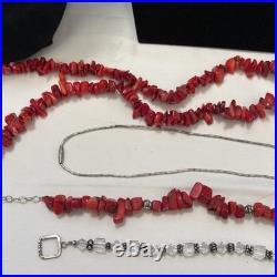 Vintage Southwest NA Jewelry Lot 925 Sterling Silver Liquid Turquoise Red Coral