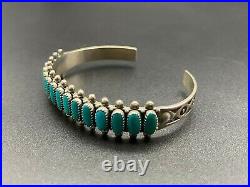 Vintage Southwestern Sterling Silver Faux Turquoise Stampwork Bracelet Cuff