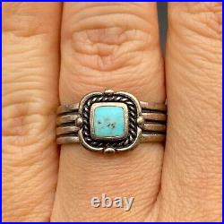 Vintage Southwestern Turquoise Sterling Silver Ring Size 8.5