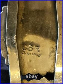 Vintage Stamped CBR Sterling Turquoise Petite Point Cluster Cuff SS Bracelet