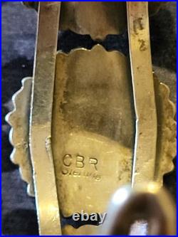 Vintage Stamped CBR Sterling Turquoise Petite Point Cluster Cuff SS Bracelet